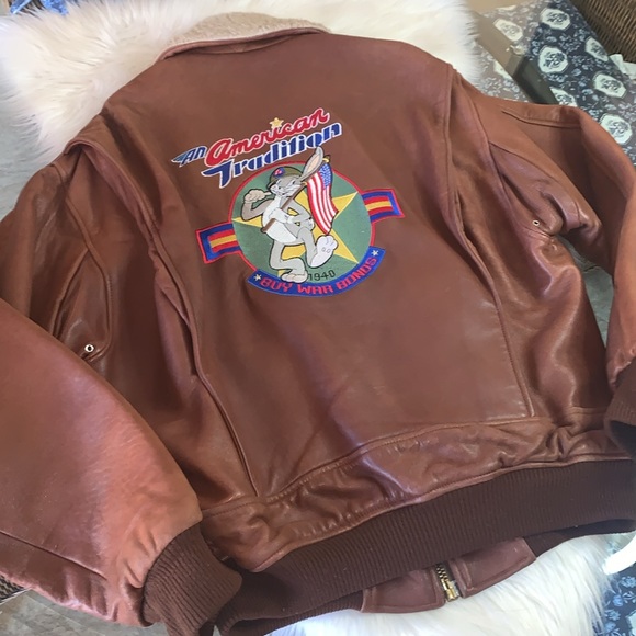 ACME x Bugs Bunny Leather Jacket Brown Size M - Picture 2 of 16